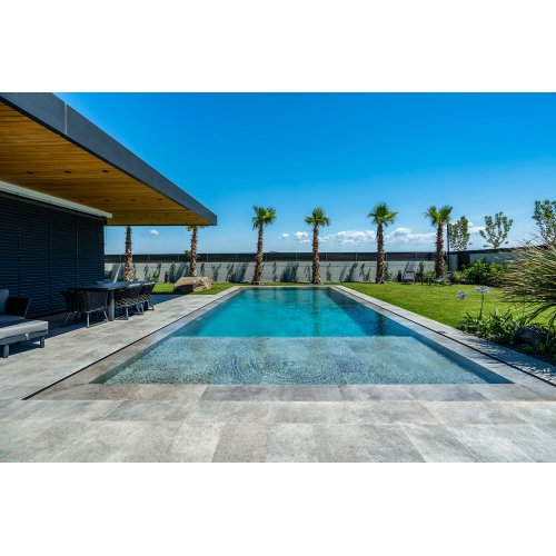 33x66cm Natural Seri Pool Garden Antracite Mix 9 face Porselen Karo
