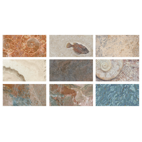 33x66cm Natural Seri Fosil Mix Porselen Karo